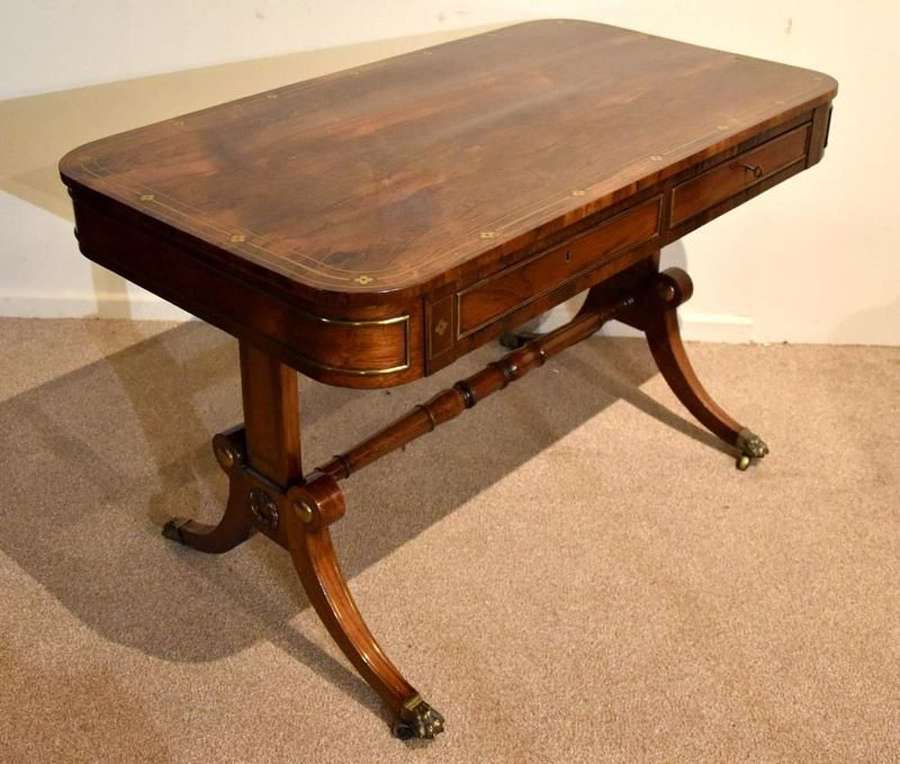 Regency Rosweood Brass Inlaid Writing Table