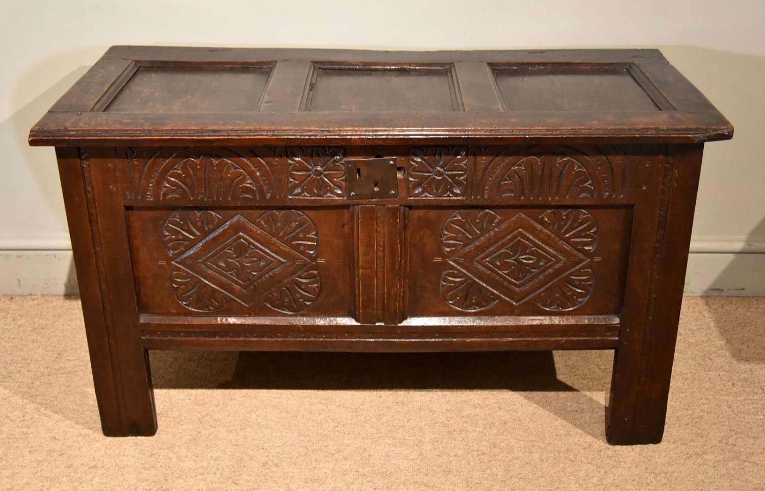 17th Century Oak Carved Coffer