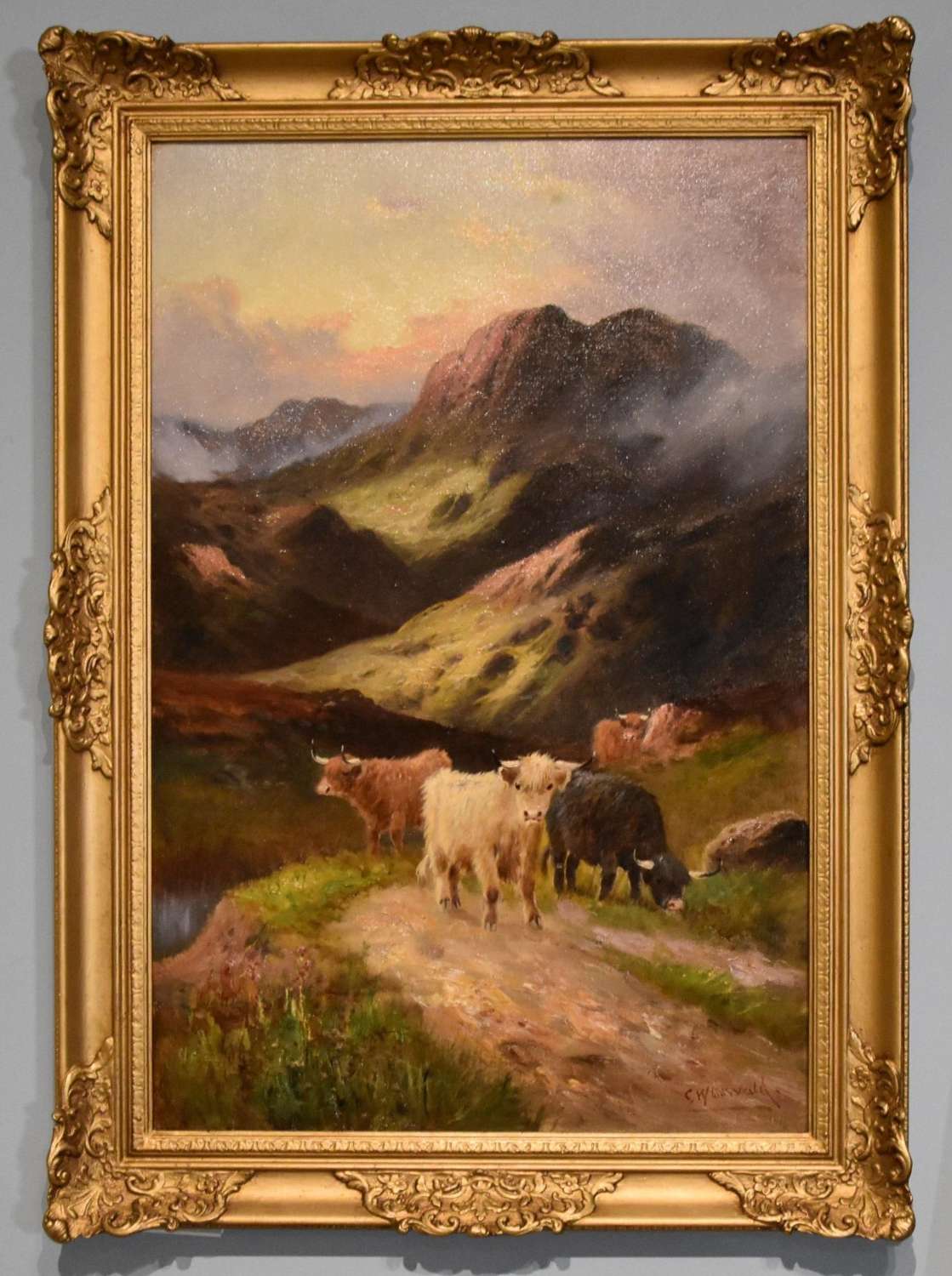 Painting by Charles Walter Oswald - Evening in the Glen