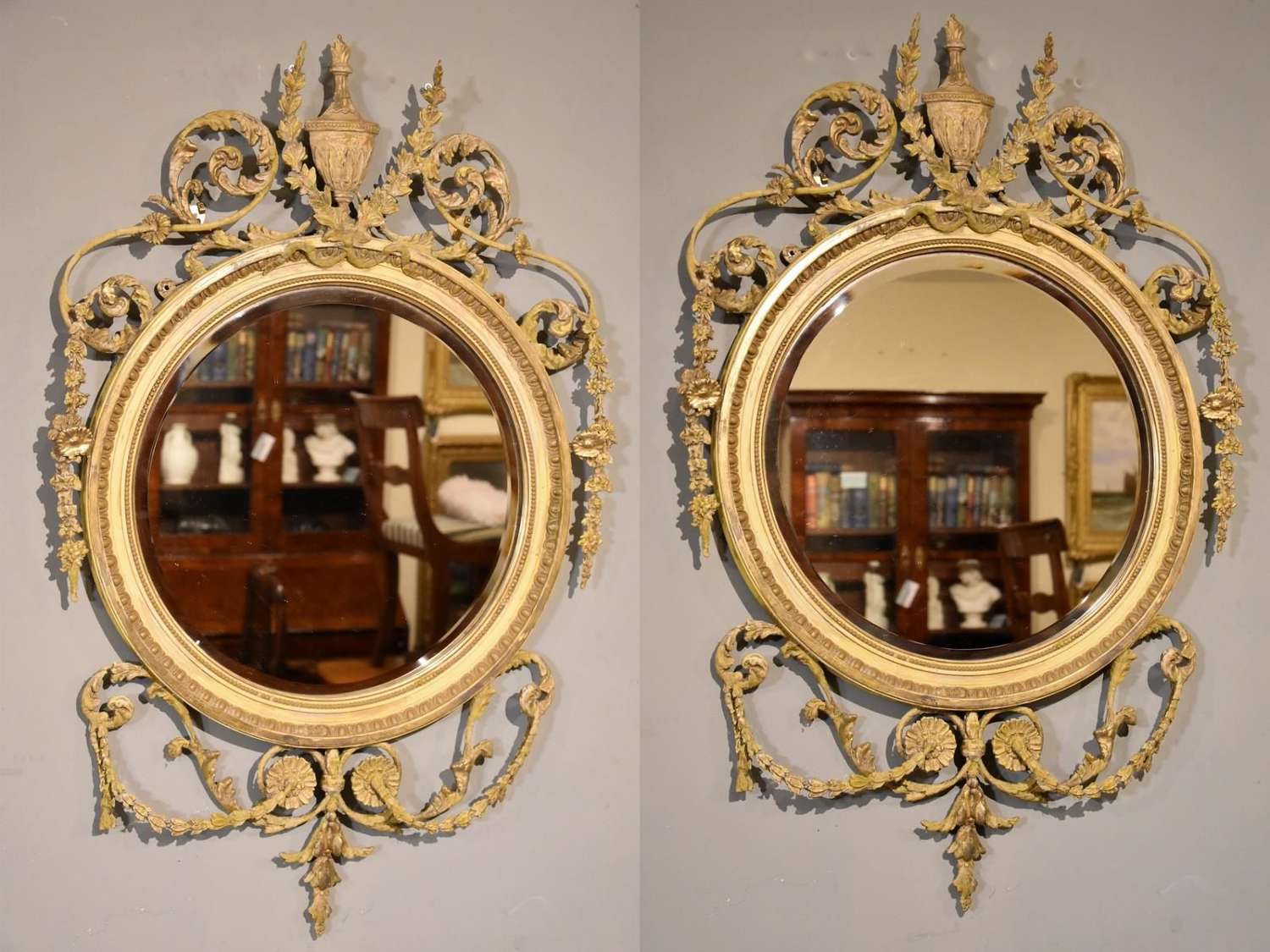 Pair of 19th Century Circular Wall Mirrors