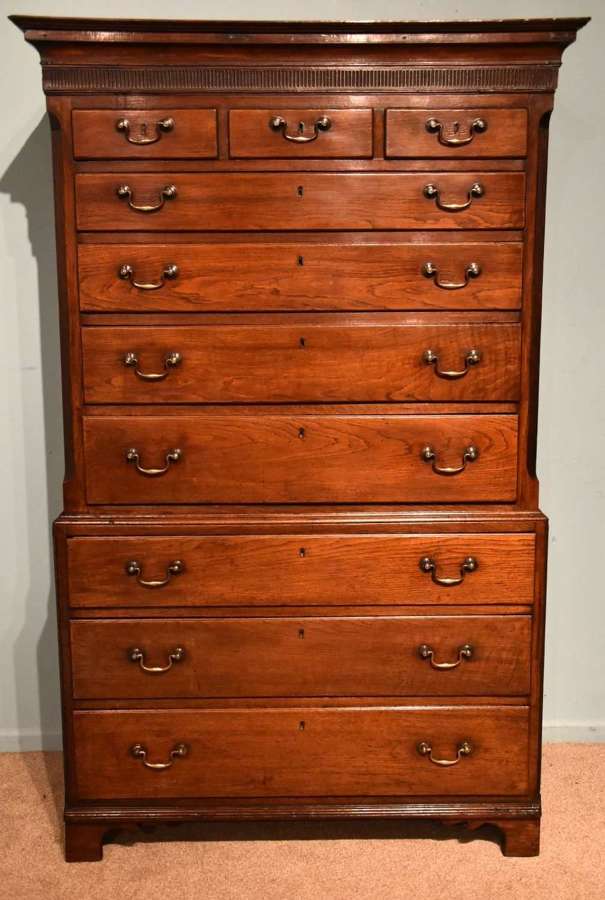 George III Country Oak Tallboy / Chest on Chest