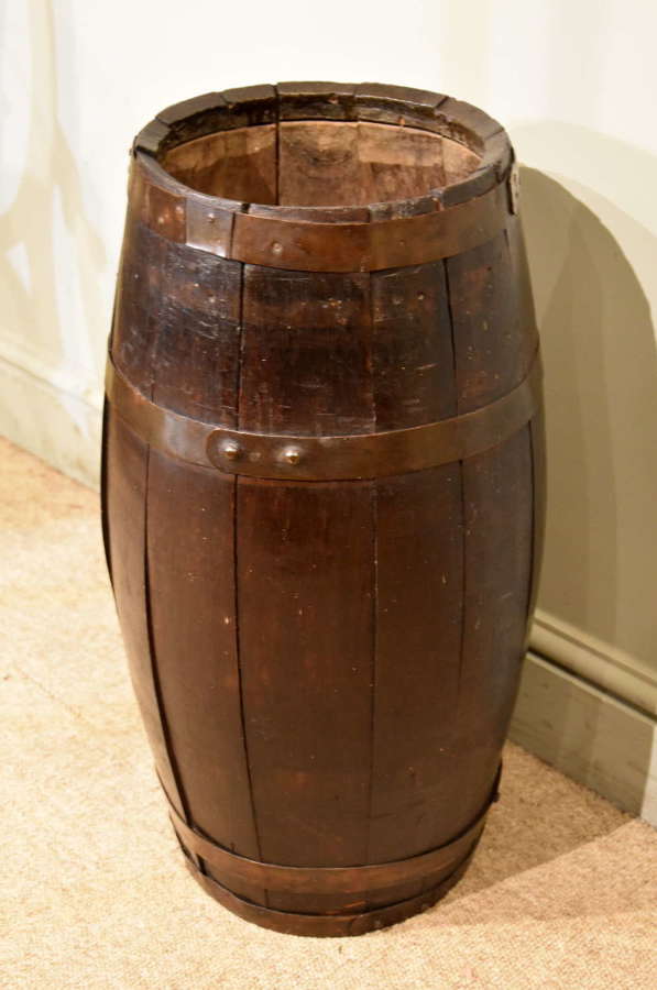 19th Century Oak and Brass Bound Barrel
