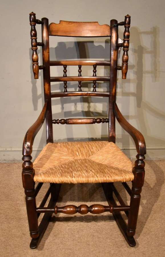19th Century Lancashire Ash and Elm Rocking Chair