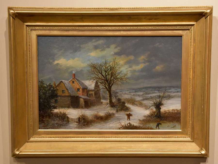 Oil Painting  by William Stone "A Crossroads Near Leominster"