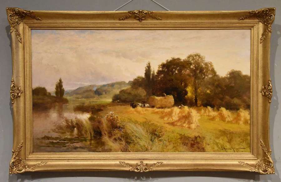 Oil Painting by John Horace Hooper "Harvest Time Near Henley"