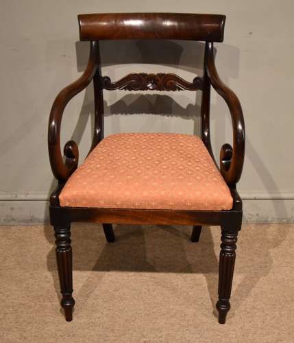 Regency Period Mahogany Scroll Arm Armchair