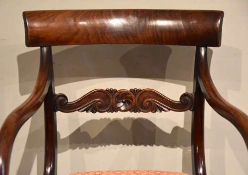 Regency Period Mahogany Scroll Arm Armchair
