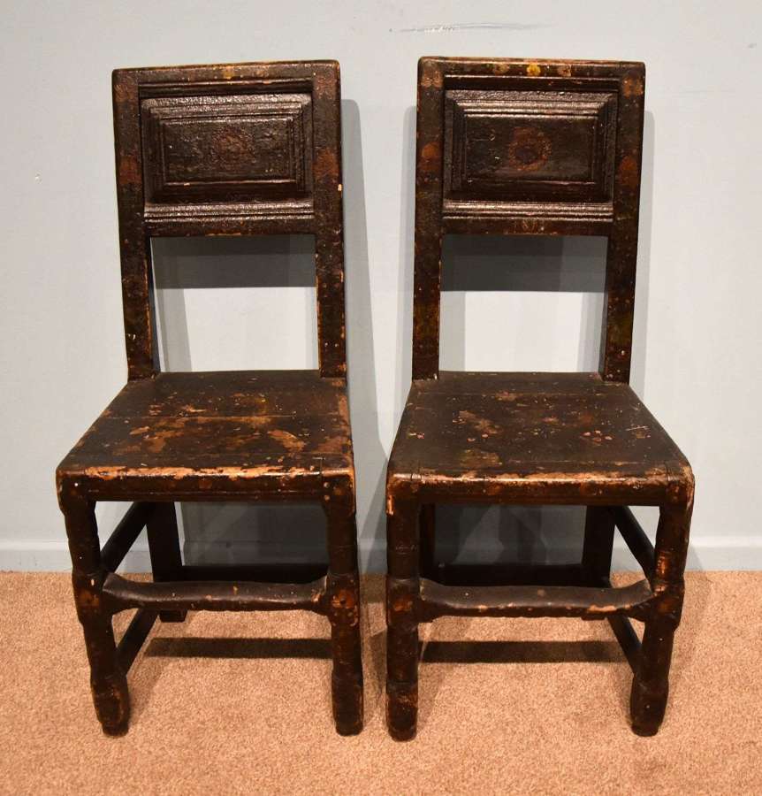 Pair of Early 18th Century Painted Side Chairs