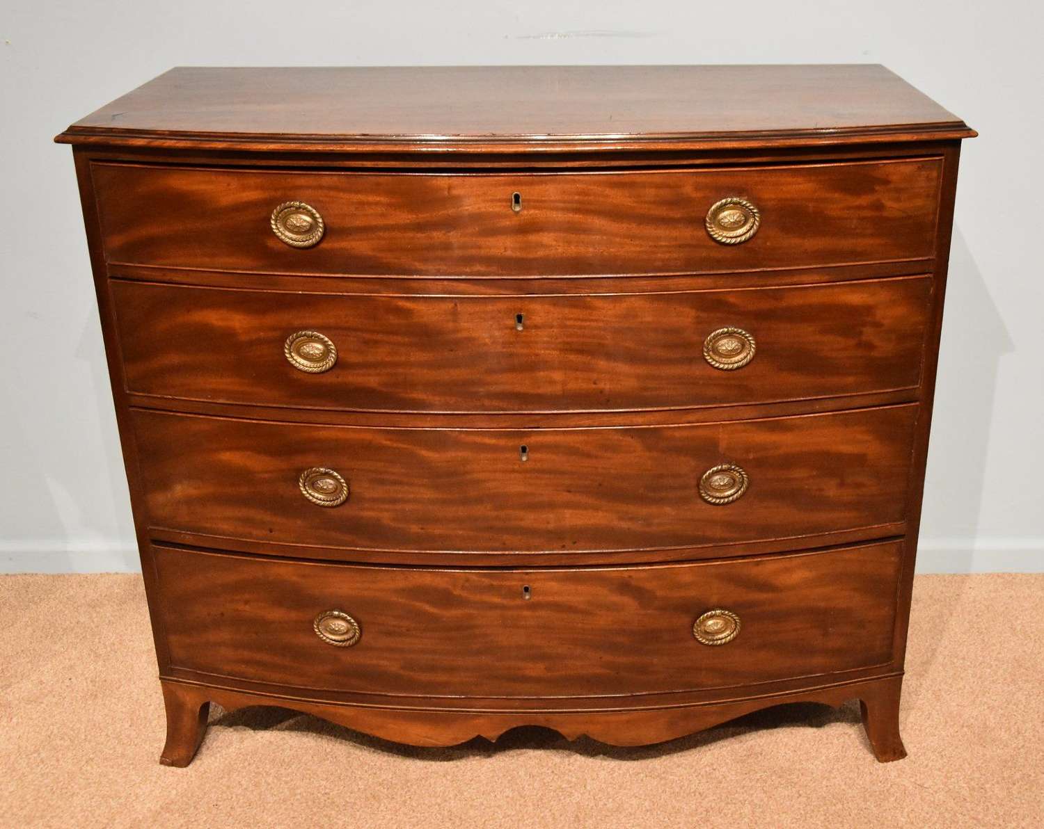 George III Bow Fronted Mahogany Chest of Drawers