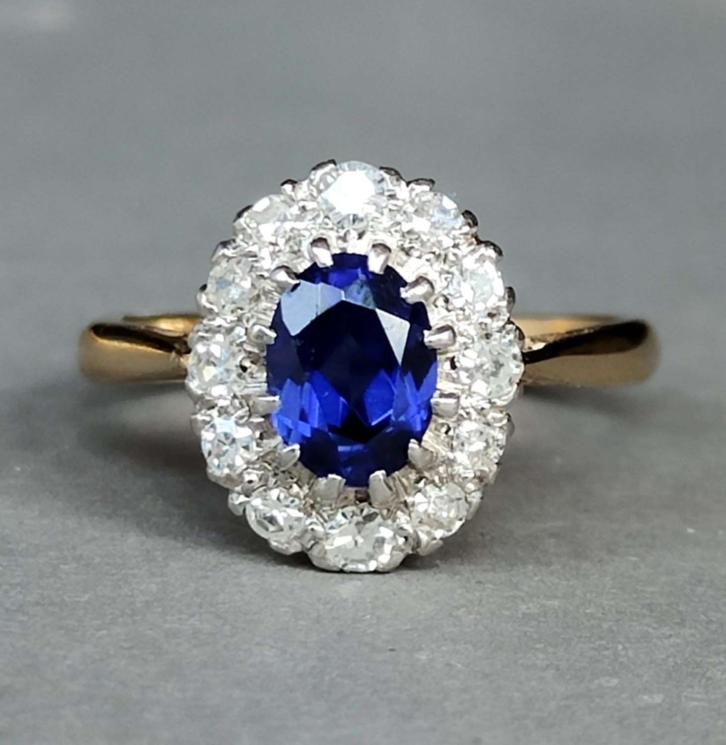 Art Deco 18ct Gold Sapphire and Diamond Engagement Ring 'Lady Diana' S