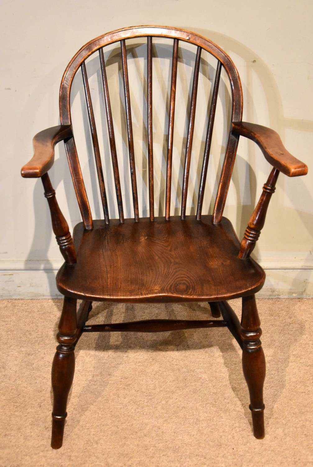 19th Century Ash and Elm Stick Back Armchair
