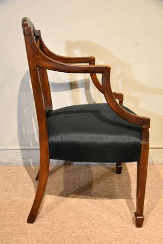 Pair 19th Century Sheraton Design Painted Armchairs