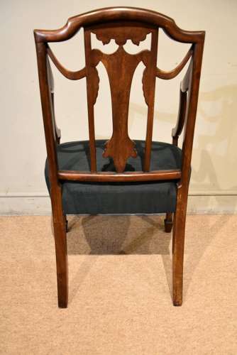 Pair 19th Century Sheraton Design Painted Armchairs