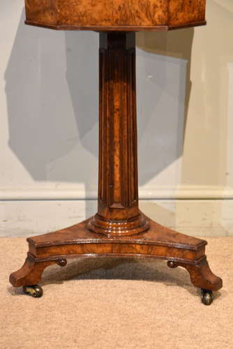 Burr Yew Regency Period Tea Poy / Side Table