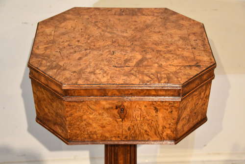 Burr Yew Regency Period Tea Poy / Side Table