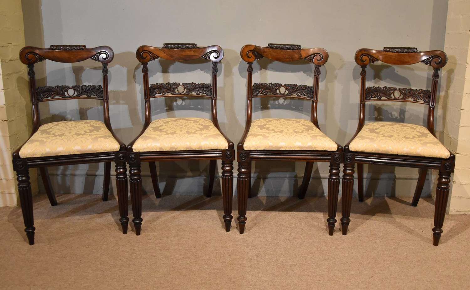 Set of Four William IV rosewood dining chairs