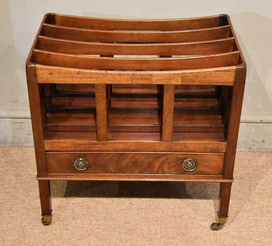George III mahogany canterbury with single drawer