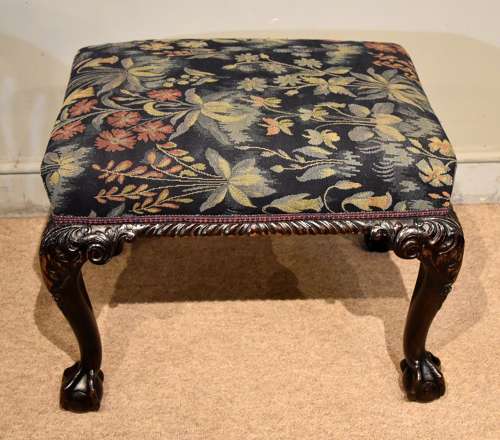 19th century mahogany stool with cabriole legs