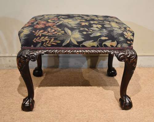 19th century mahogany stool with cabriole legs