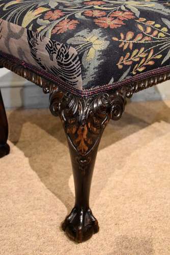 19th century mahogany stool with cabriole legs