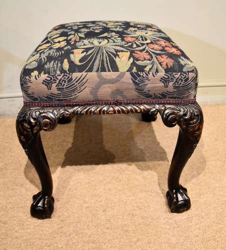 19th century mahogany stool with cabriole legs