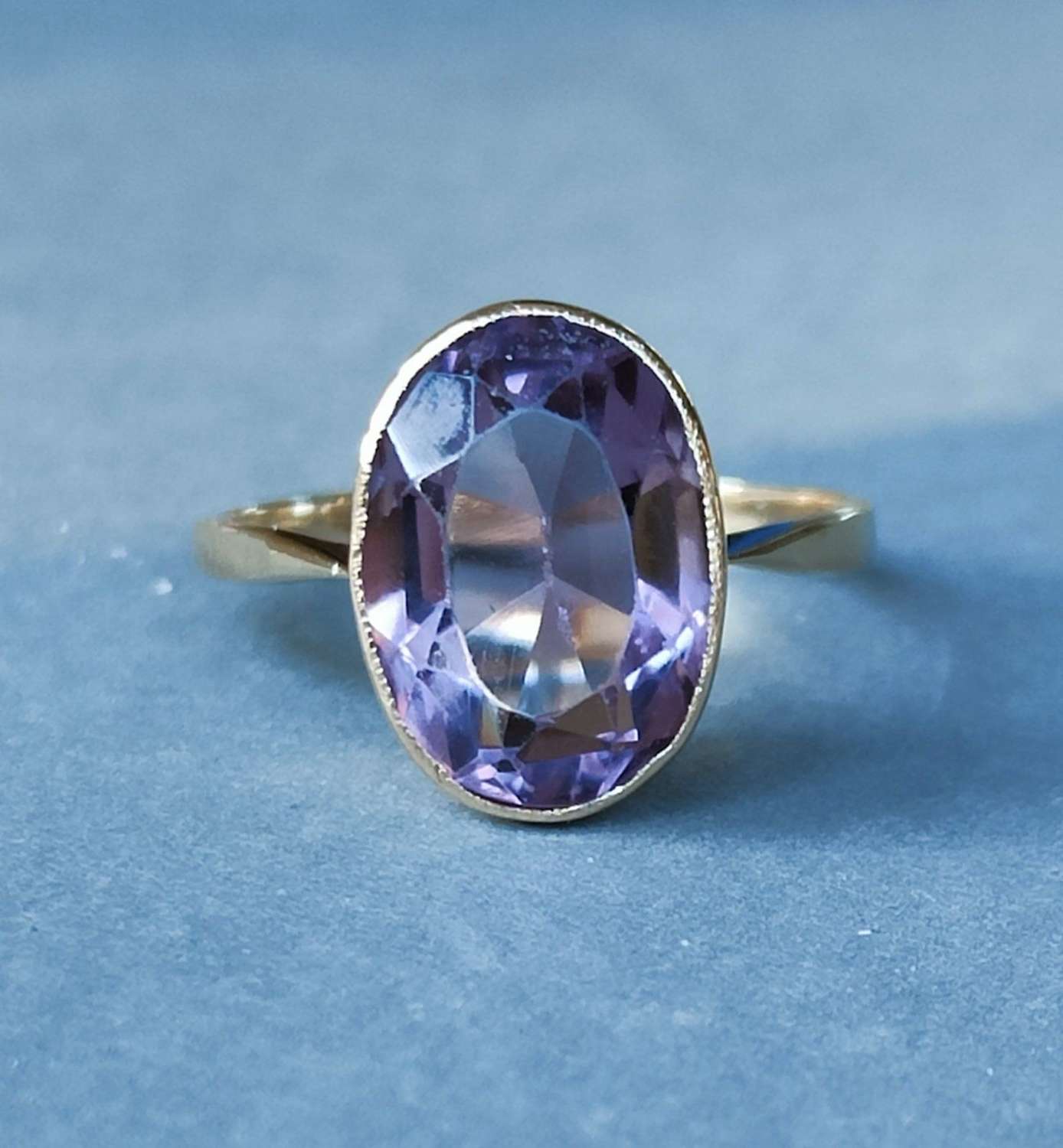 Antique 9ct gold amethyst statement ring