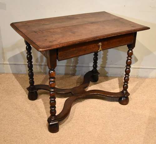 Matched pair of Charles II oak side tables