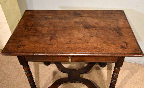 Matched pair of Charles II oak side tables