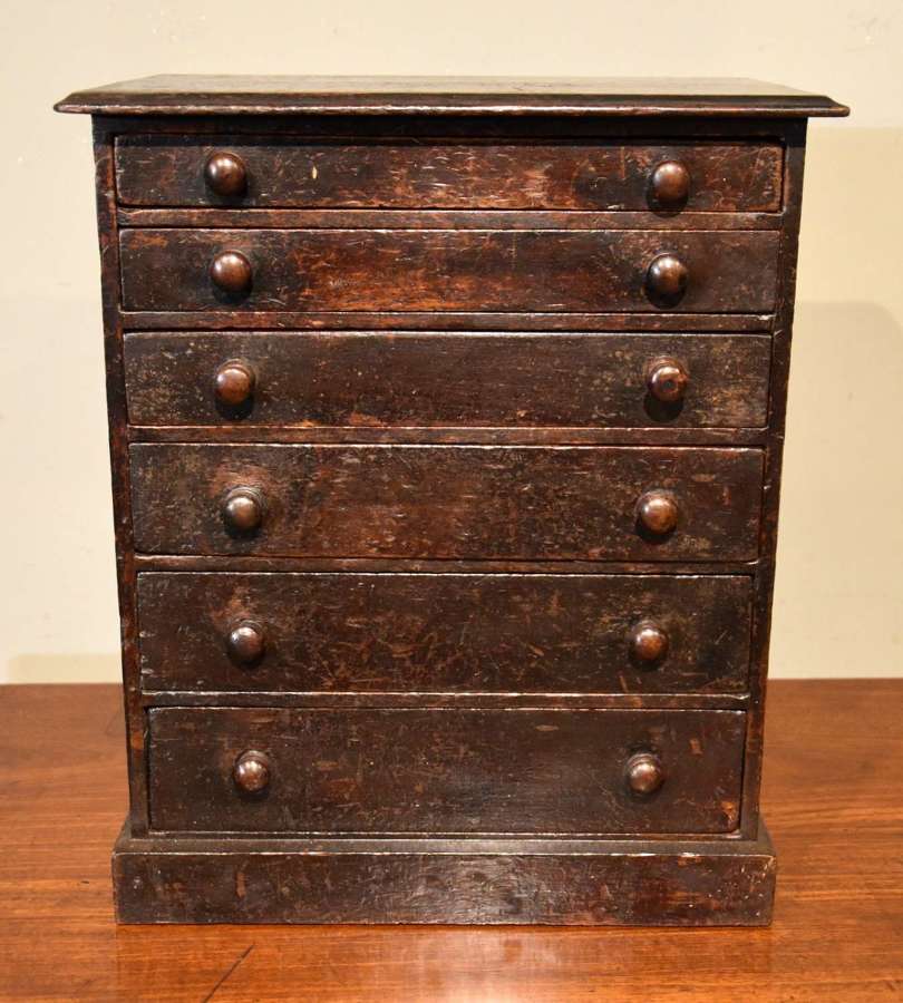 19th century pine table top chest / collectors cabinet