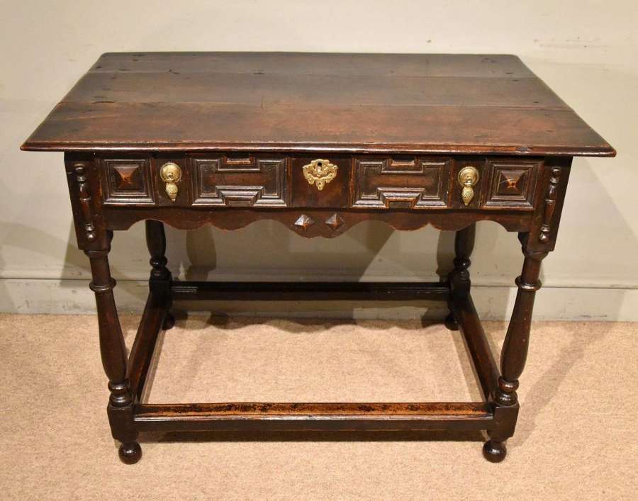 17th century oak single drawer side table