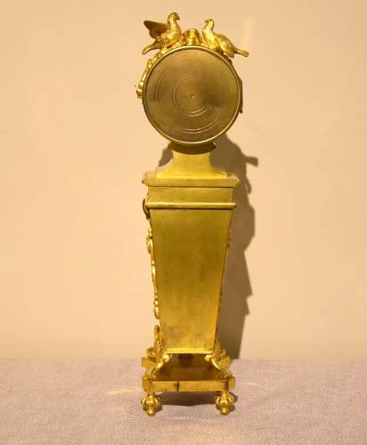 Unusual enamel mounted gilt brass mantel timepiece