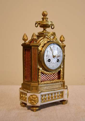 French white marble and ormolu mantel clock