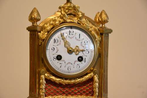 French white marble and ormolu mantel clock