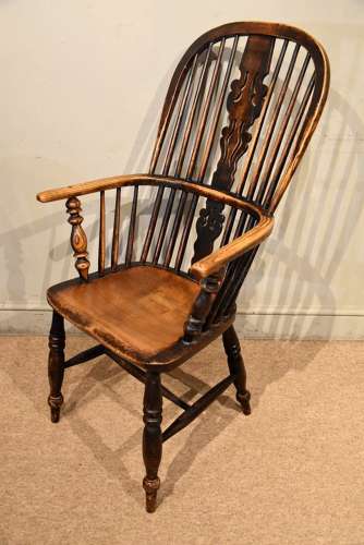 19th century ash and elm high back windsor chair