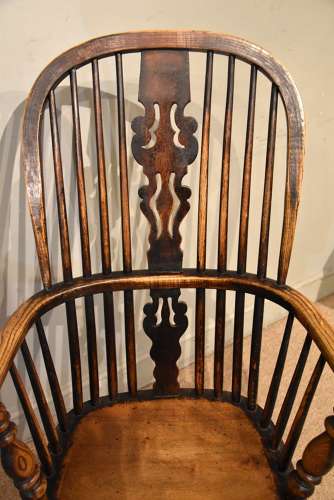19th century ash and elm high back windsor chair