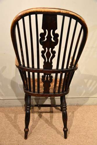 19th century ash and elm high back windsor chair