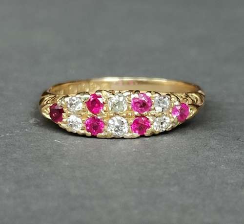 Edwardian 18ct gold ruby diamond ring Chester 1907