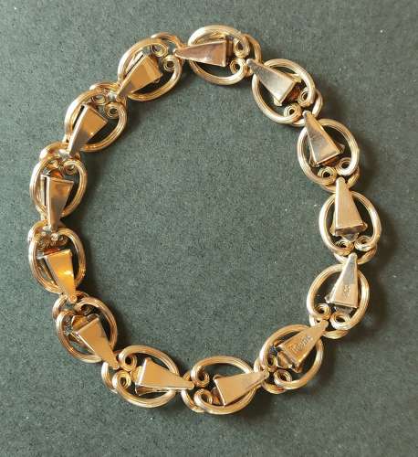 Rare Edwardian 9ct rose gold turquoise expandable bracelet
