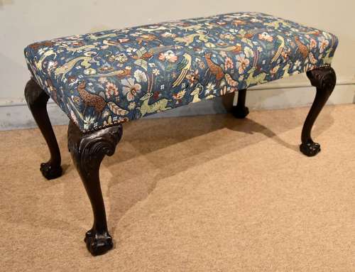 Edwardian mahogany stool on cabriole legs