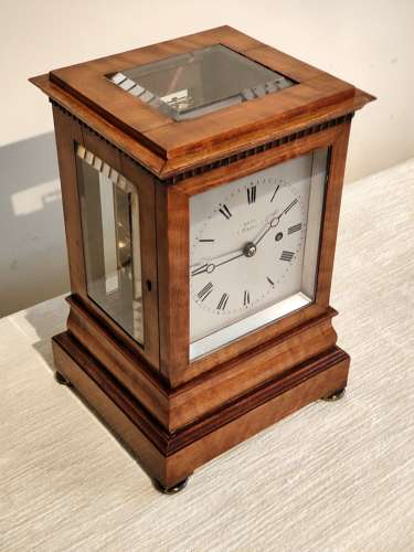 William IV satinwood four glass mantel timepiece