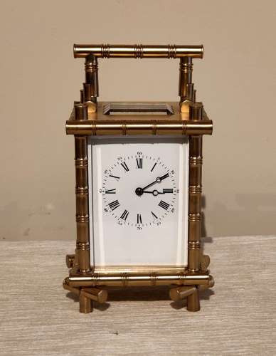 Carriage clock in bamboo case