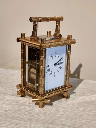 Carriage clock in bamboo case