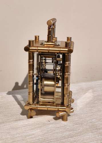 Carriage clock in bamboo case