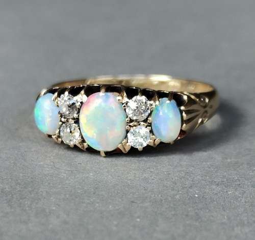 Victorian 18ct Opal Diamond Ring