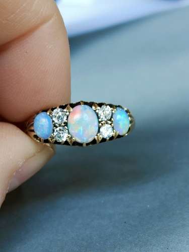 Victorian 18ct Opal Diamond Ring