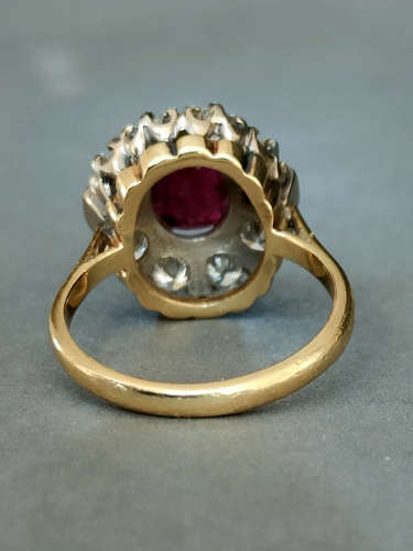 Art Deco 18ct Gold Ruby Diamond Ring 1ct Diamonds
