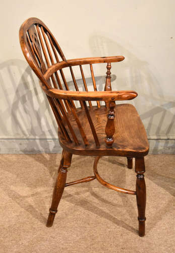 Matched pair of yew wood Windsor armchairs