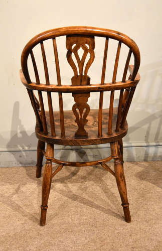 Matched pair of yew wood Windsor armchairs