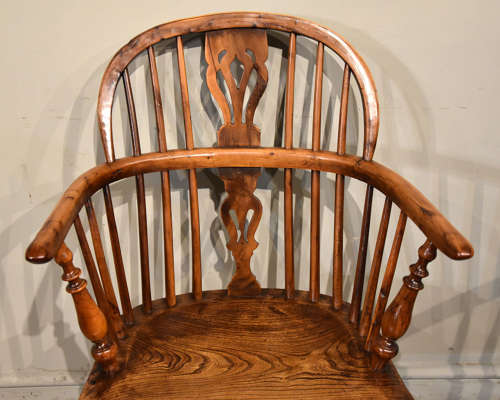 Matched pair of yew wood Windsor armchairs