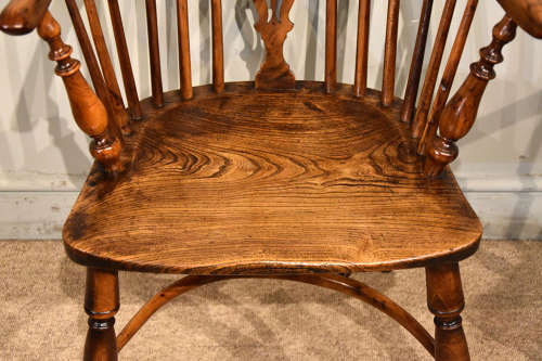 Matched pair of yew wood Windsor armchairs